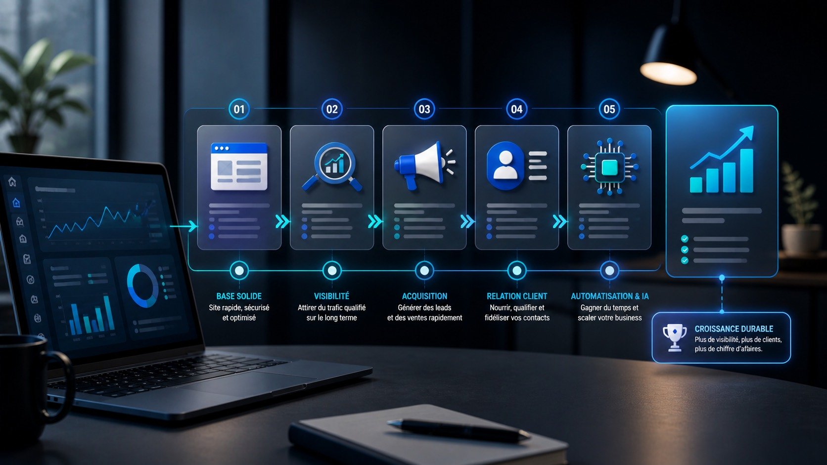 Stratégie digitale entre site web, SEO et automatisation